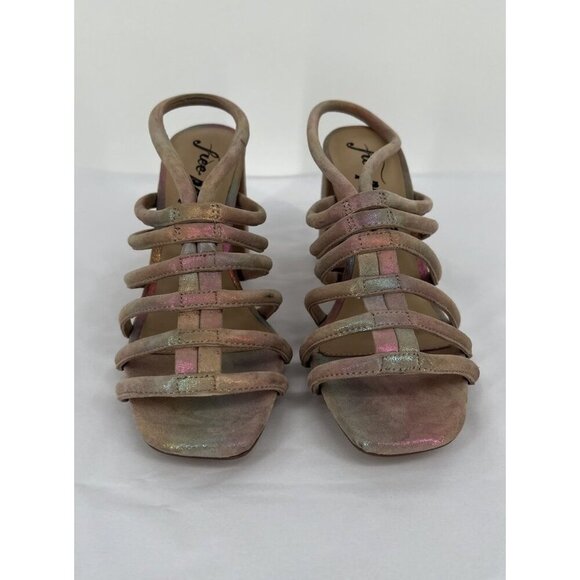 Free People Colette Cinched Heel Size 38.5 US 8 Rainbow Metallic Iridescent - Picture 3 of 11